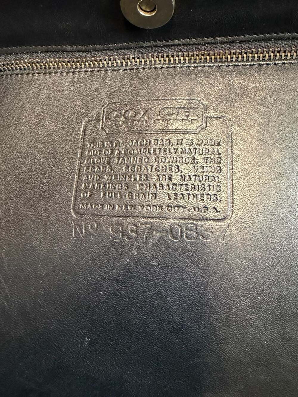 Vintage Coach Black Leather Tote Bag Made in New York City - Picture 3 of 8